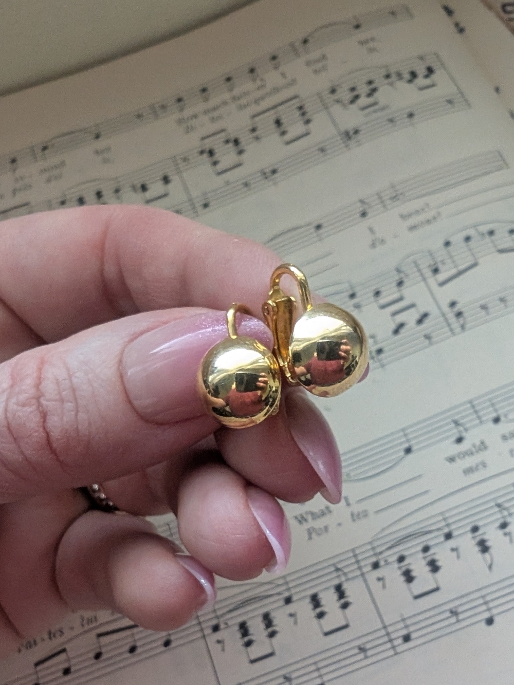 Polished Gold Ball Drop Earrings for Women